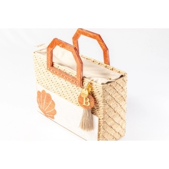 Bolsa de Palha Praia - Quadrada - Concha