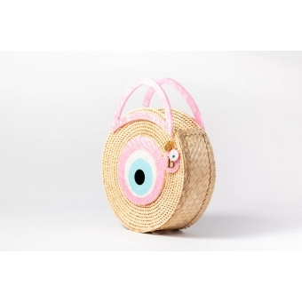 Bolsa de Palha Praia Olho Grego Rosa
