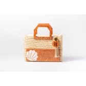 Bolsa de Palha Praia - Quadrada - Concha - Madrepérola marrom