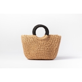 Bolsa de Palha G - Preta com a Palha Escura