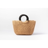 Bolsa de Palha G - Preta com a Palha Escura