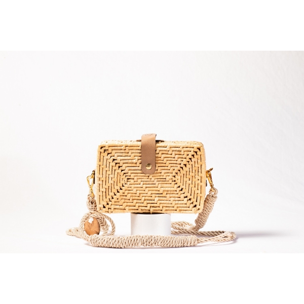 Bolsa Clutch Palha Indiana - Madrepérola Marrom