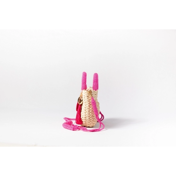 Bolsa de Palha P - Pink com a Palha Clara