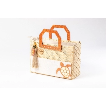 Bolsa de Palha Praia - Quadrada - Tartaruga
