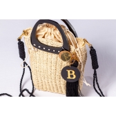Bolsa de Palha Brisa - Preta com a Palha Clara
