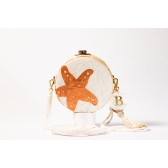 Bolsa de Palha Estrela do Mar - Redonda P - Madrepérola Claro com Madrepérola Marrom