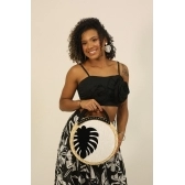 Bolsa Sophia - Folha - - Madrepérola claro com preto