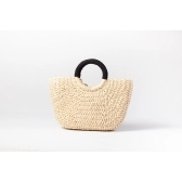 Bolsa de Palha G - Preta com a Palha Clara