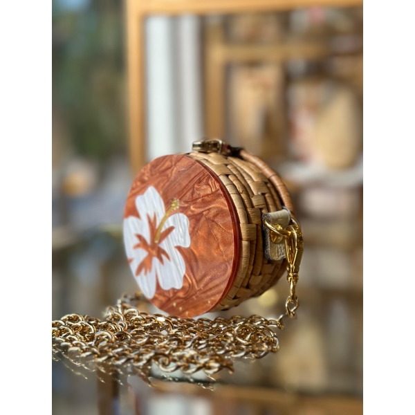 Micro bag - Flor - Madrepérola marrom com claro