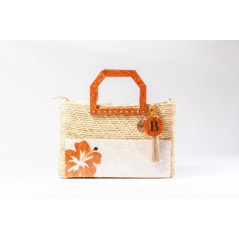 Bolsa de Palha Praia - Quadrada - Flor