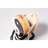 Bolsa de Palha Yin-Yang- Redonda P - Branco com Preto