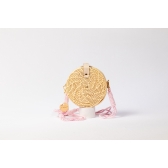Bolsa de Palha Rabo de Sereia - Redonda P - Madrepérola Claro com Madrepérola Rosa