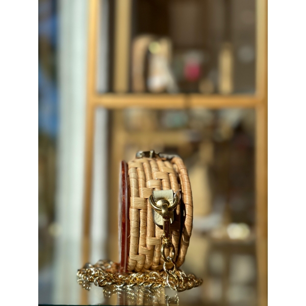 Micro bag - Flor - Madrepérola marrom com claro