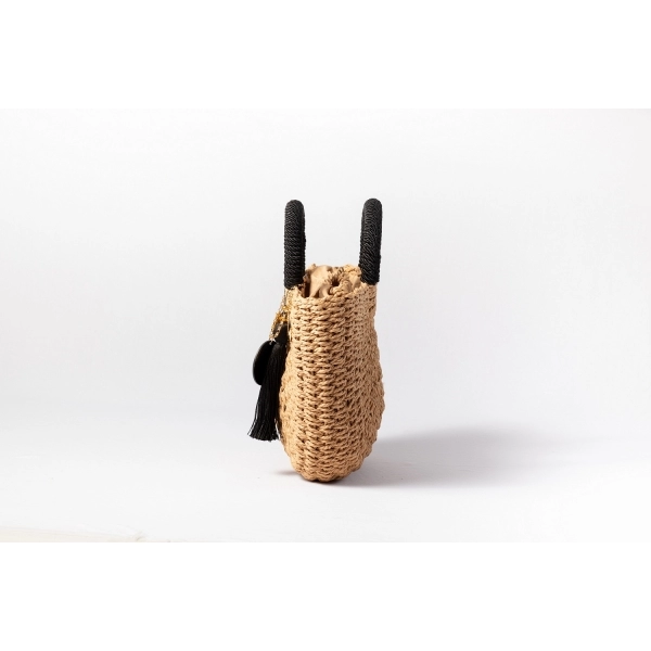 Bolsa de Palha G - Preta com a Palha Escura