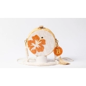 Bolsa de Palha Flor - Redonda P - Madrepérola Claro com Madrepérola Marrom
