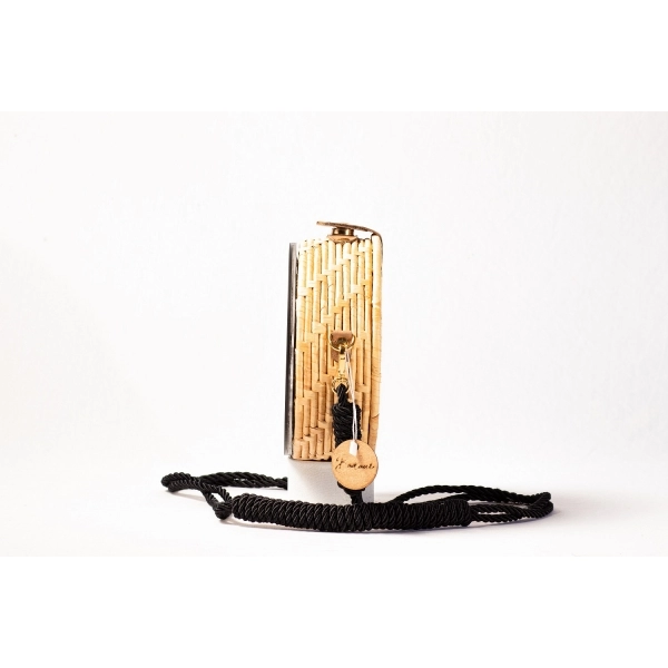 Bolsa de Palha Rabo de Sereia - Redonda P - Preto com Madrepérola Claro