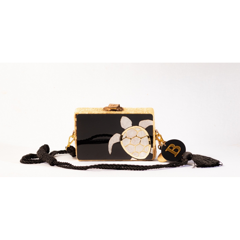 Bolsa Clutch Tartaruga - Preto com Madrepérola Claro