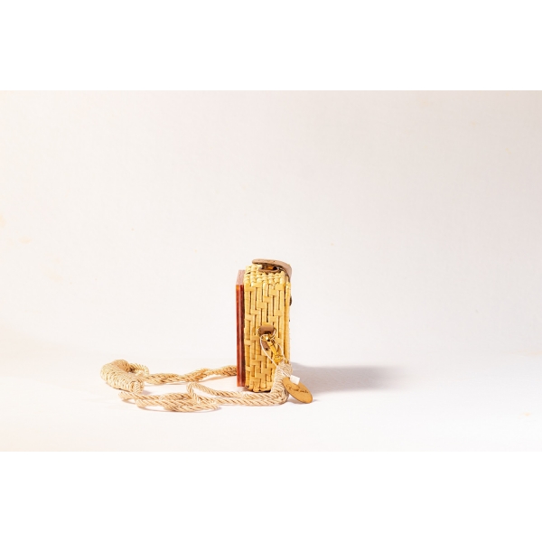 Bolsa Clutch Palha Indiana - Madrepérola Marrom