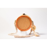 Bolsa de Palha Indiana- Redonda P - Madrepérola Marrom