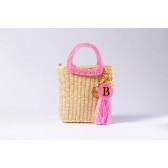 Bolsa de Palha Brisa - Madrepérola Rosa com a Palha Clara