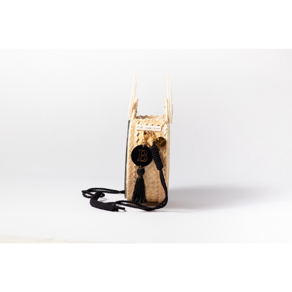 Bolsa Sophia - Folha - - Preto com madrepérola claro