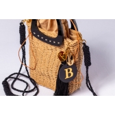 Bolsa de Palha Brisa - Preta com a Palha Escura