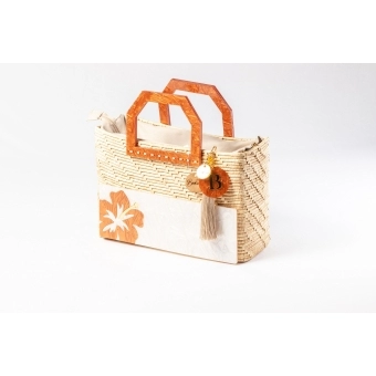 Bolsa de Palha Praia - Quadrada - Flor