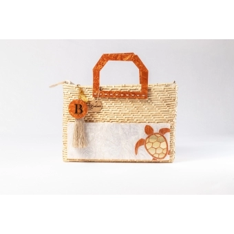 Bolsa de Palha Praia - Quadrada - Tartaruga