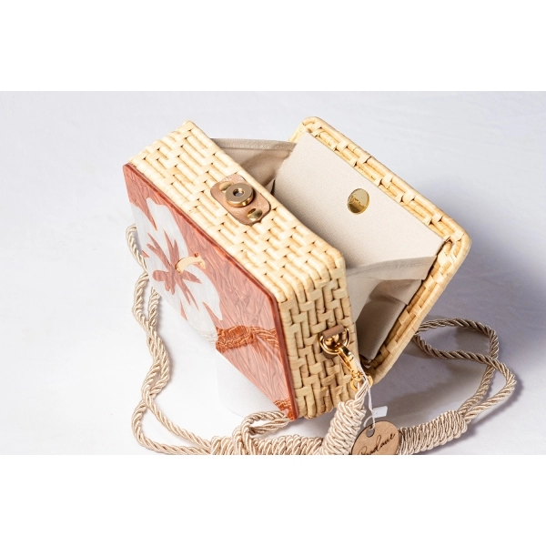 Bolsa Clutch Flor - Madrepérola Marrom com Claro