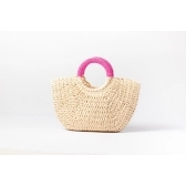 Bolsa de Palha G - Pink com a Palha Clara