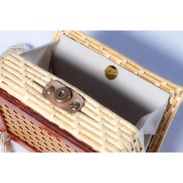 Bolsa Clutch Palha Indiana - Madrepérola Marrom