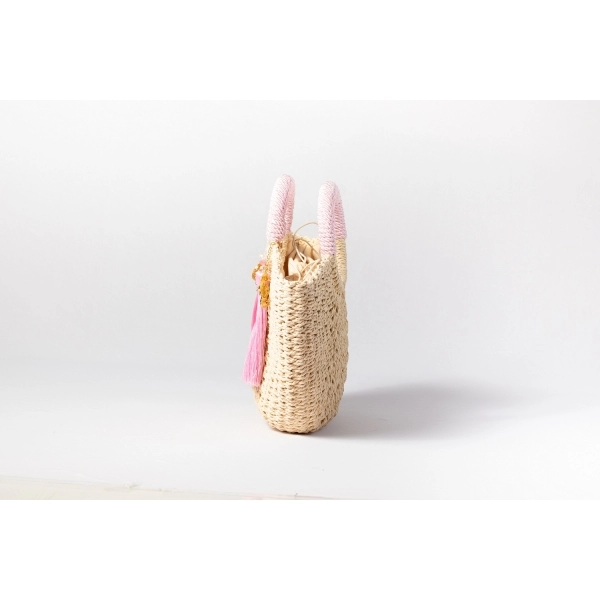 Bolsa de Palha G - Rosa Bebê com a Palha Clara