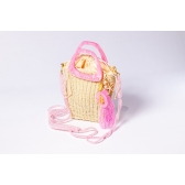 Bolsa de Palha Brisa - Madrepérola Rosa com a Palha Clara