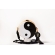 Bolsa de Palha Yin-Yang- Redonda P - Branco com Preto