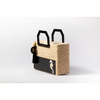 Bolsa de Palha Praia - Quadrada - Cavalo Marinho