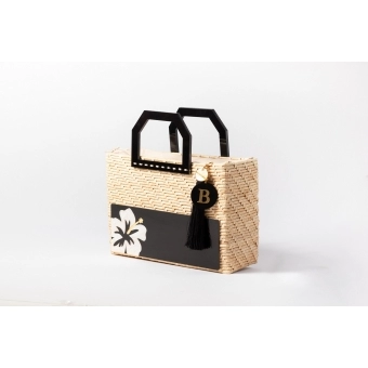 Bolsa de Palha Praia - Quadrada - Flor