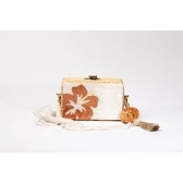 Bolsa Clutch Flor - Madrepérola Claro com Marrom