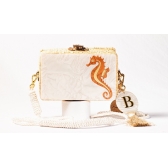 Bolsa Clutch Cavalo Marinho - Madrepérola Claro com  Marrom