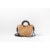 Bolsa de Palha P - Preta com a Palha Escura