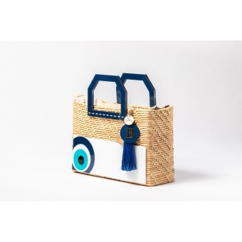 Bolsa de Palha Praia - Quadrada -  Olho grego -