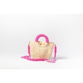 Bolsa de Palha P - Pink com a Palha Clara
