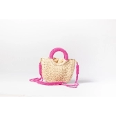 Bolsa de Palha P - Pink com a Palha Clara