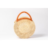 Bolsa de Palha Praia Flor - Madrepérola Claro com marrom