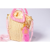 Bolsa de Palha Brisa - Madrepérola Rosa com a Palha Clara