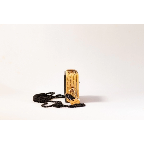 Bolsa Clutch Palha Indonésia - Preto