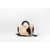 Bolsa de Palha P - Preta com a Palha Clara