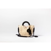 Bolsa de Palha P - Preta com a Palha Clara