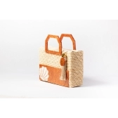 Bolsa de Palha Praia - Quadrada - Concha - Madrepérola marrom