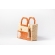 Bolsa de Palha Praia - Quadrada - Folha - Madrepérola marrom com claro