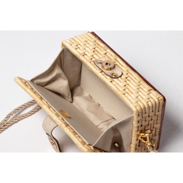 Bolsa Clutch Rabo de Sereia - Madrepérola Marrom com Claro